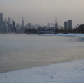 The Chicago loop during the 2014 polar vortex.
                  