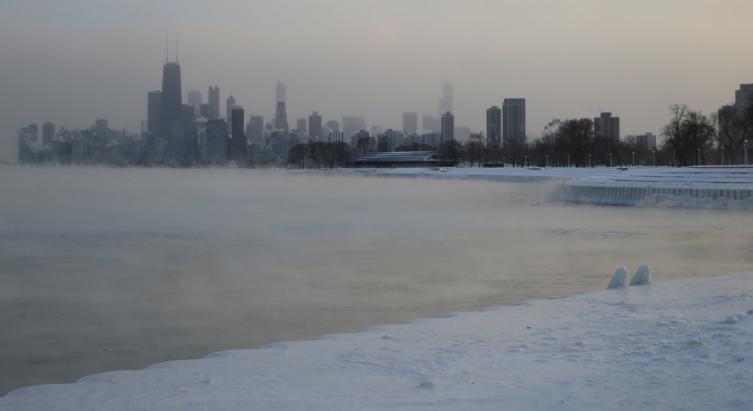 The Chicago loop during the 2014 polar vortex.